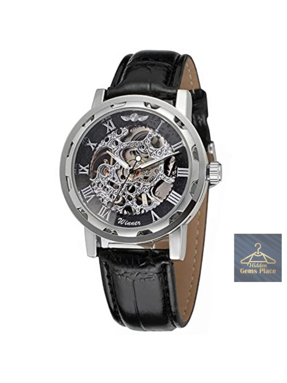 Men's Skeleton Mechanical Watch Leather Strap Automatic